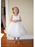 Beaded Pink Embroidery Satin Tulle Flower Girl Dress